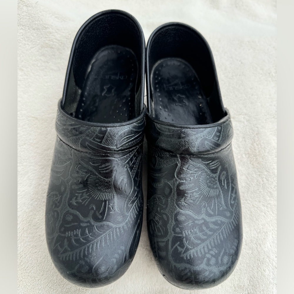 Dansko Black Tooled Nursing Clogs - image 3